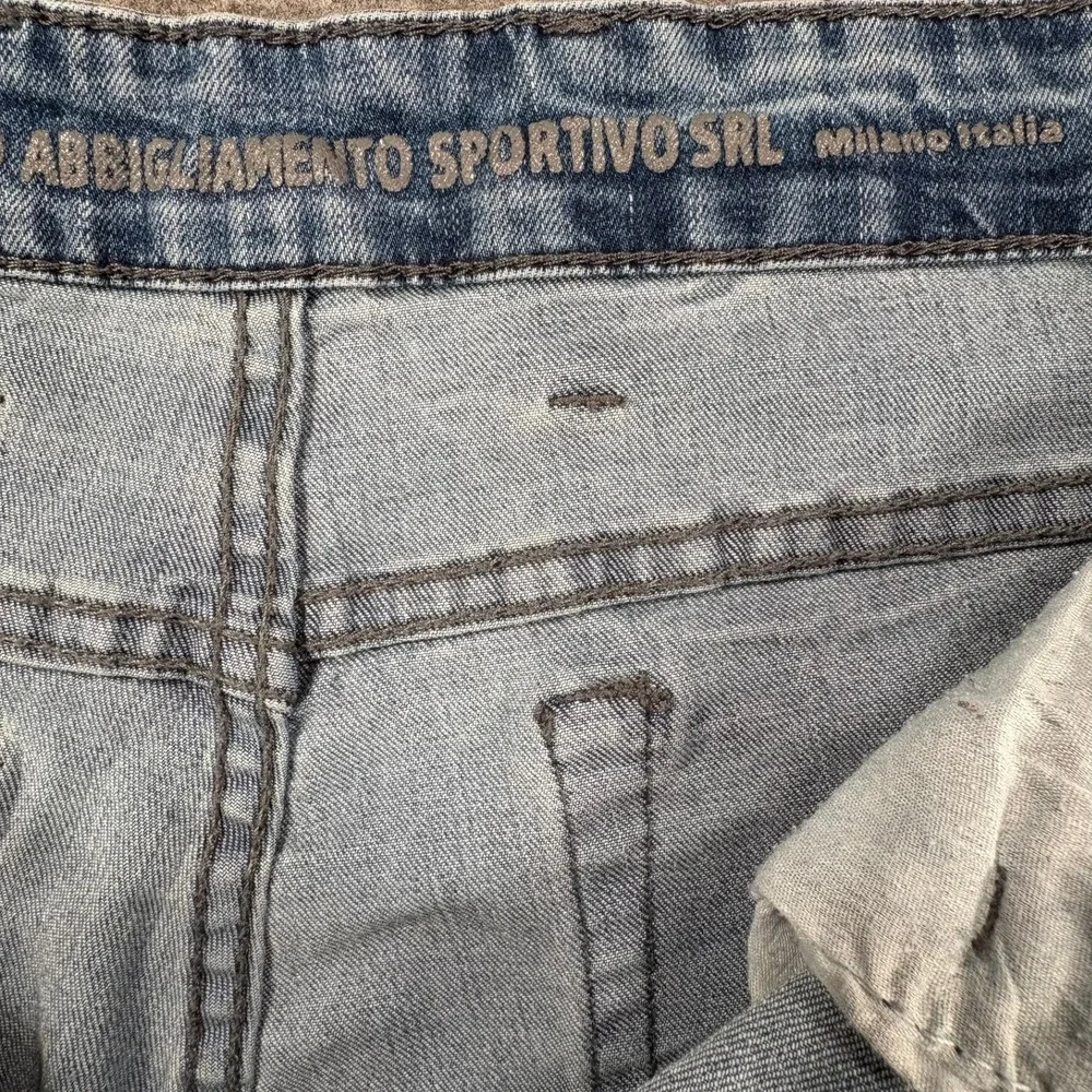 Versace V1969 Abbigliamento Sportivo Shorts Mens 30 Blue‎ Denim Moto Acid Wash